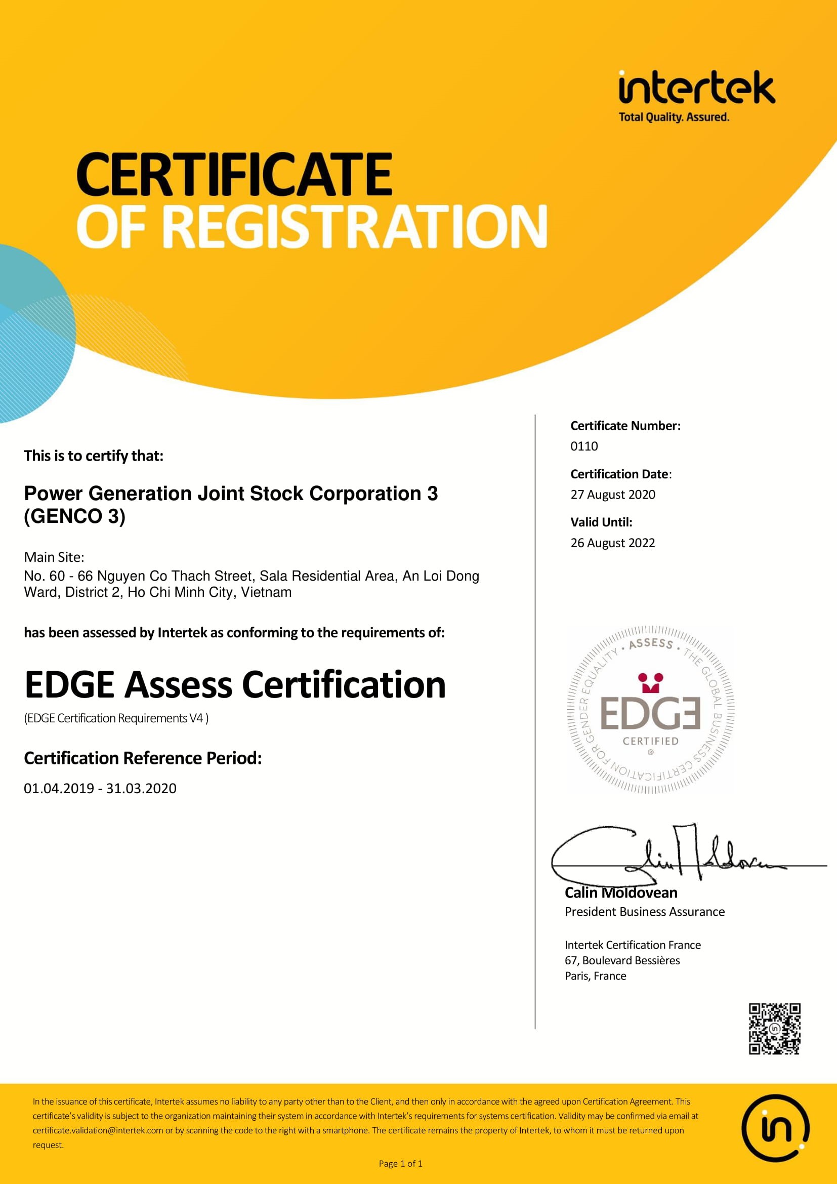 Power Generation Corporation 3 received the EDGE Certification on Global Gender Equality