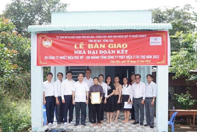 Công ty Nhiệt điện Phú Mỹ tài trợ 12 căn nhà “Đại đoàn kết” cho gia đình khó khăn tỉnh Bà Rịa – Vũng Tàu